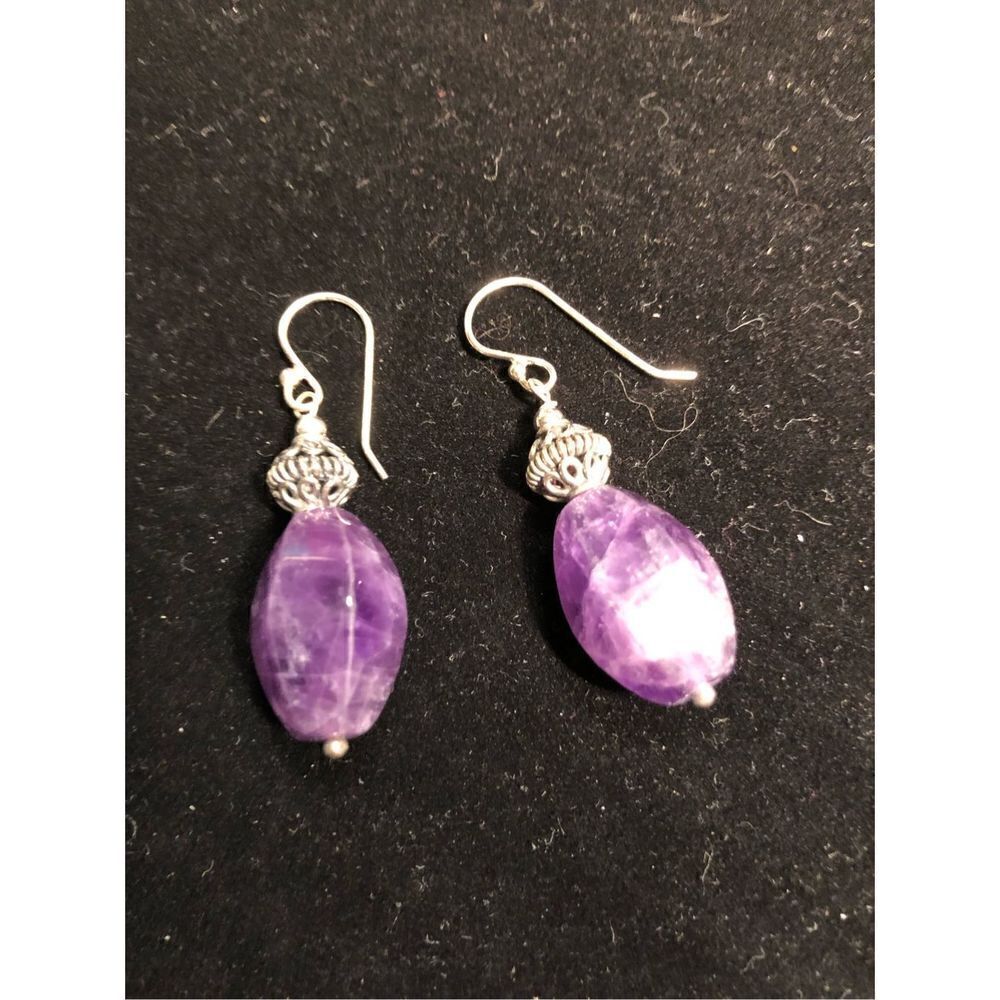 QVC 925 Silver & Charoite Earrings